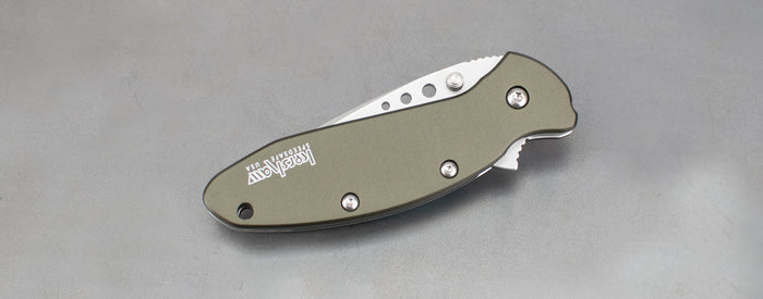 Kershaw Scallion Olive Spring Assisted Knife (2.25" Bead Plain) 1620OL - GearBarrel.com