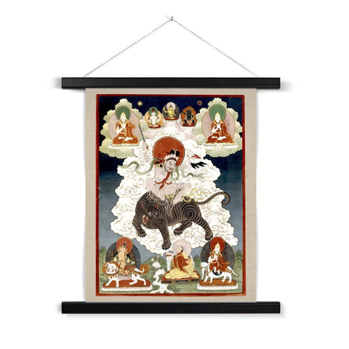 Korean Manjusri Wielding A Flaming Sword, Riding a Tiger | Buddhist Fine Art Print with Hangar