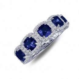 Lafonn Sterling Silver Created Sapphire Halo Band
