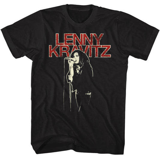 Lenny Kravitz - Distress Text Black Adult T-shirt