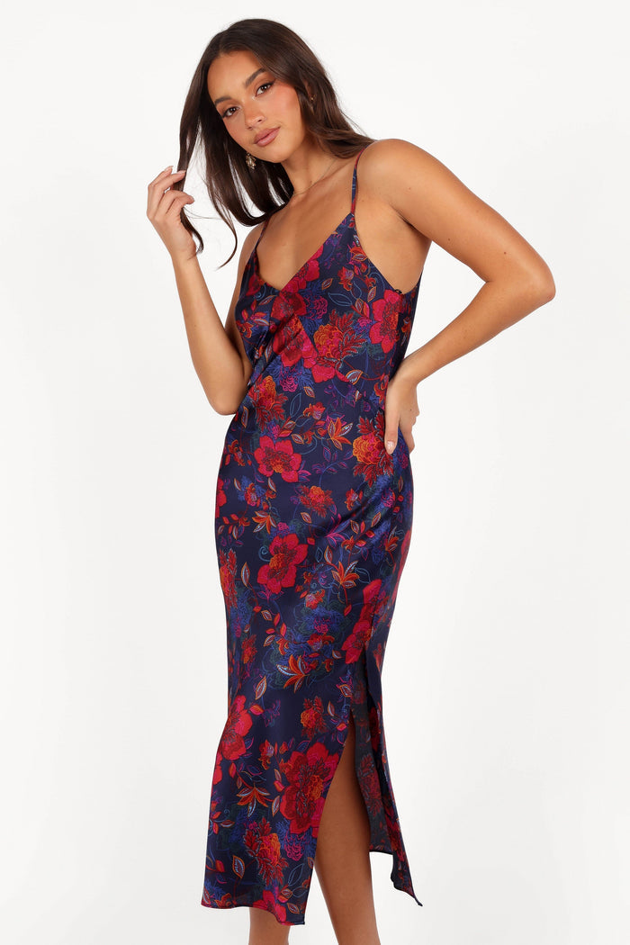 Petal and Pup USA DRESSES Lenore Midi Dress - Midnight Pomegranate
