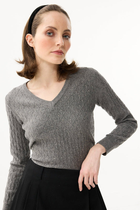 Leo & Ugo AW133 Grey Diamond Knit Jumper - Dotique - Leo & Ugo