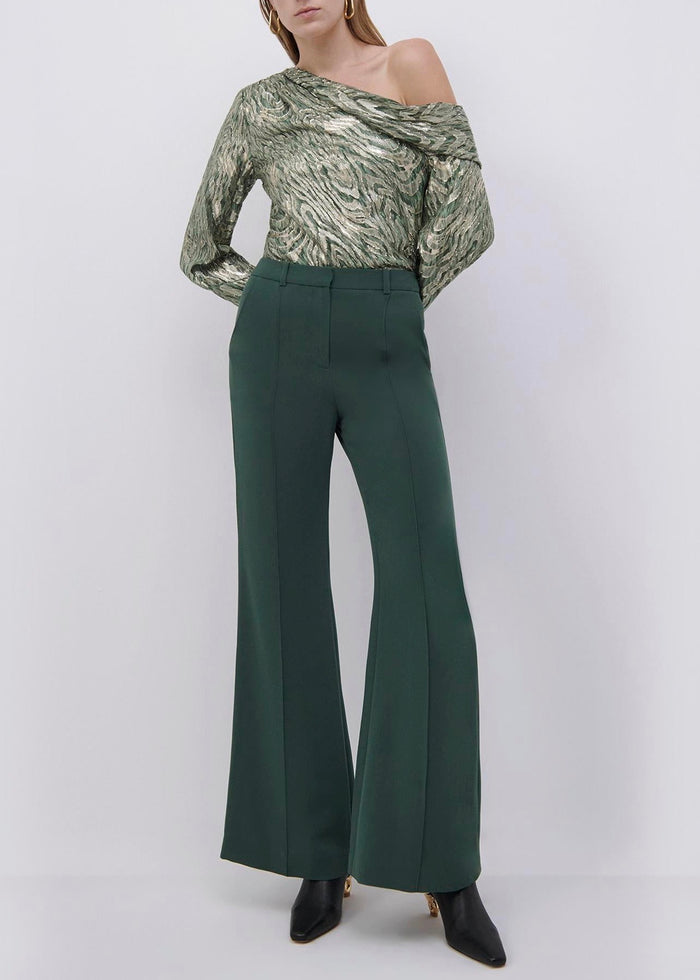Leslie Crepe Bootcut Pant (Hunter Green)