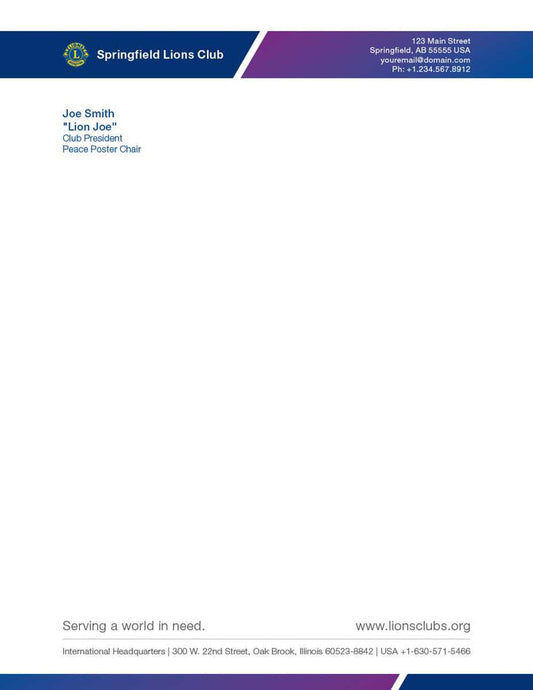 LIONS CLUB LETTERHEAD