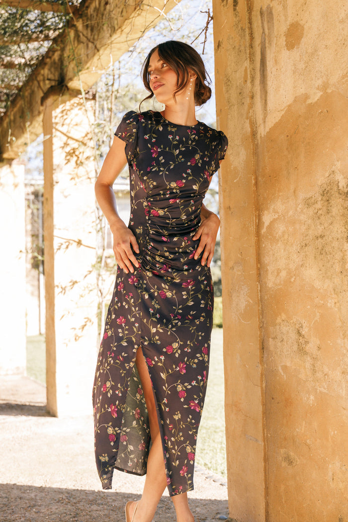 Petal and Pup USA DRESSES Lisbeth Midi Dress - Midnight Floral
