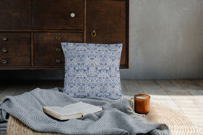 Lodden Cotton Throw Pillows William Morris Navy Blue