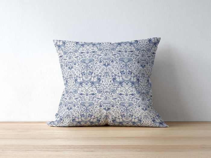 Lodden Cotton Throw Pillows William Morris Navy Blue