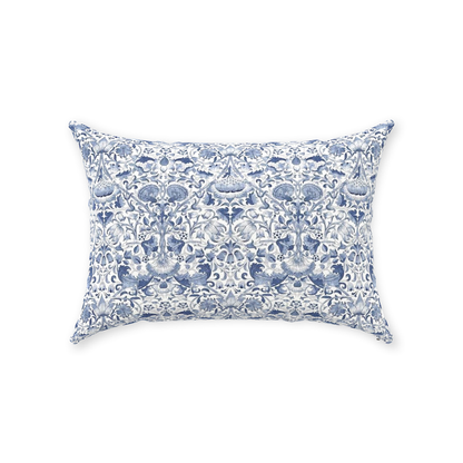Lodden Cotton Throw Pillows William Morris Navy Blue
