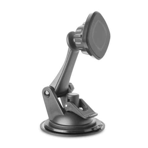 The Magnetic Phone Holder Mount for iPhone, Galaxy, and Note features an adjustable arm and suction cup base to securely attach to your dashboard or windshield for convenient, hands-free use.