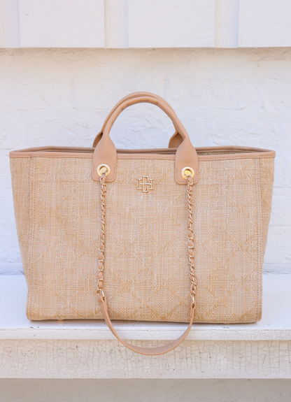 Melissa Tote Bag - Natural Lattice Tan Caroline hill handbag purse
