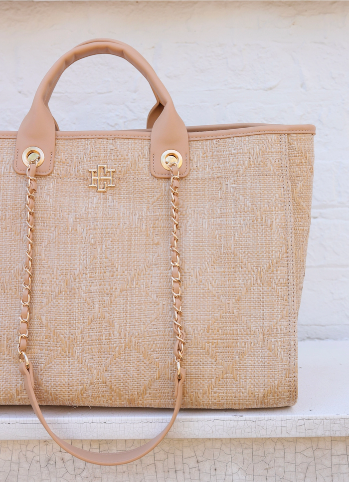 Melissa Tote Bag - Natural Lattice Tan