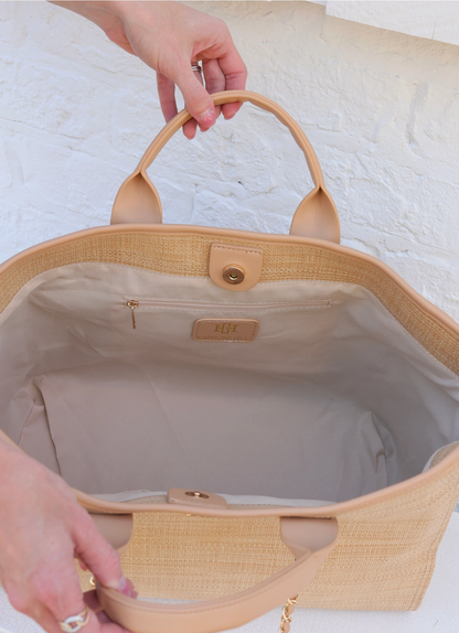 Melissa Tote Bag - Natural Lattice Tan