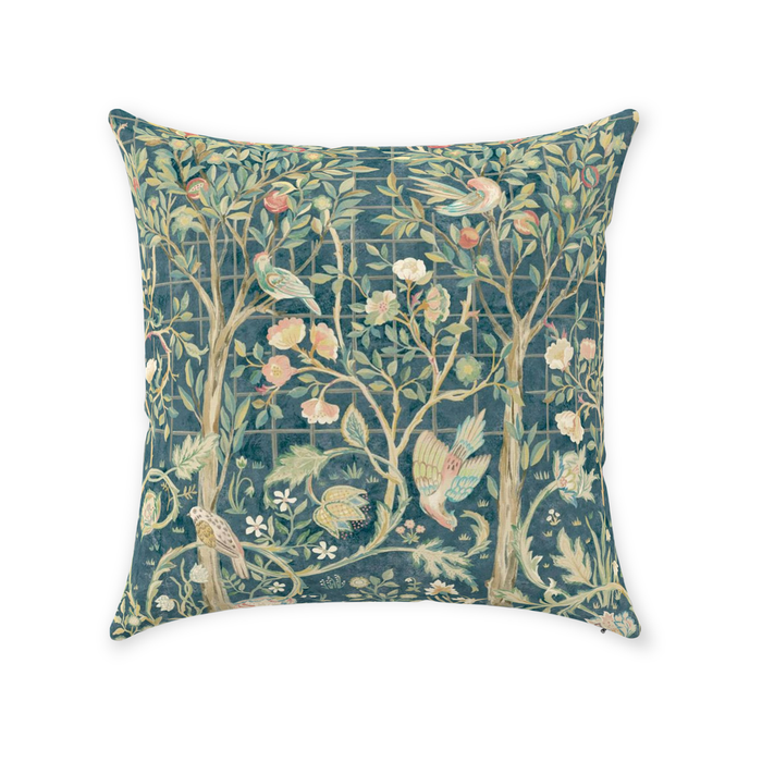 Melsetter Cotton Throw Pillows William Morris Dark Teal
