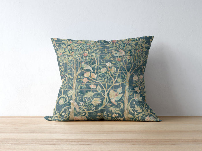 Melsetter Cotton Throw Pillows William Morris Dark Teal