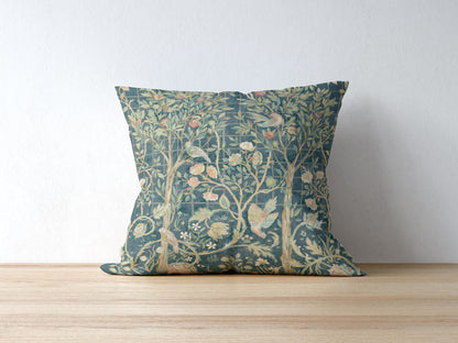 Melsetter Cotton Throw Pillows William Morris Dark Teal