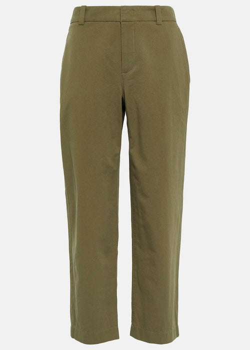 Mid Rise Washed Crop Pant (Olive)