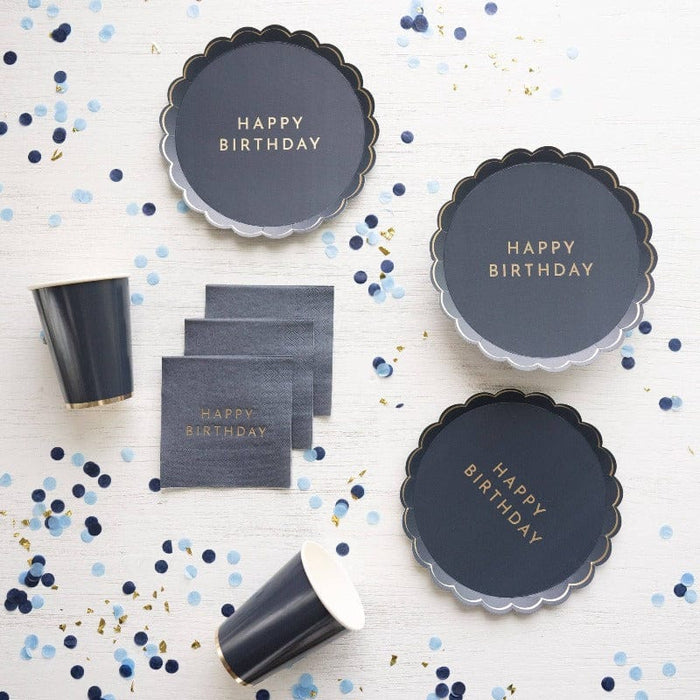 Bonjour Fête Party Midnight Blue Signature Birthday Napkins