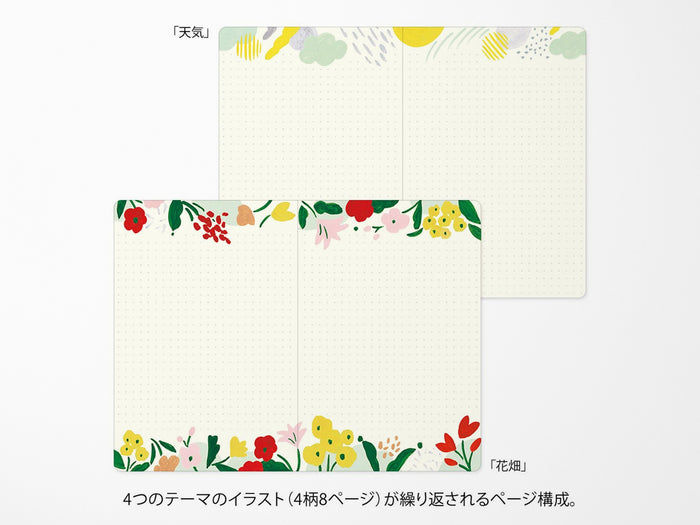 Midori Yuru Log Notebook B6 - Motif Textile