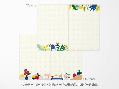 Midori Yuru Log Notebook B6 - Motif Textile