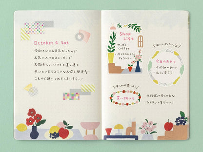 Midori Yuru Log Notebook B6 - Motif Textile