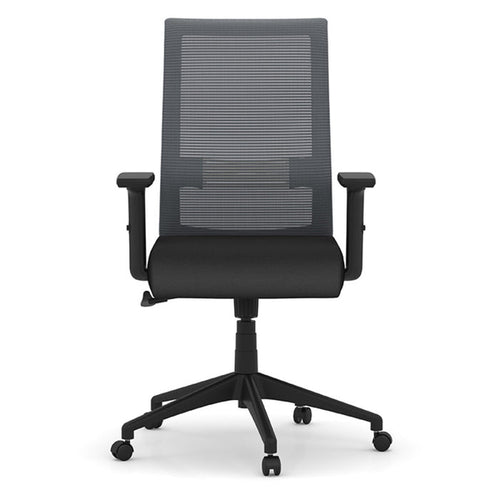 MIMIC MB CHAIR W/ARMS - GRY MESH BK/BLK FAB SEAT