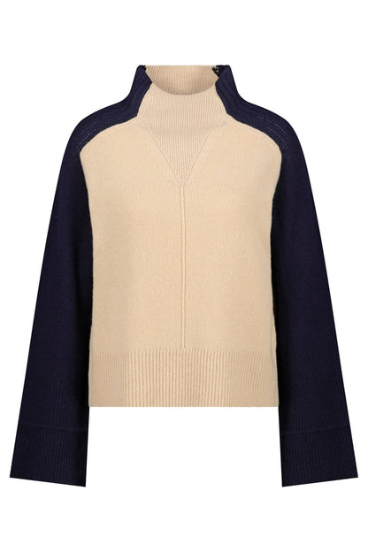 Monari 809119 Cinnamon Beige Colourblock Jumper - Dotique - Monari