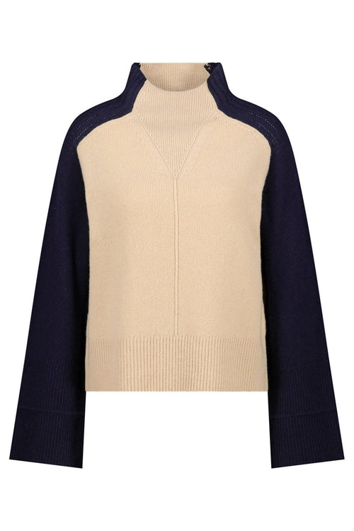 Monari 809119 Cinnamon Beige Colourblock Jumper - Dotique - Monari