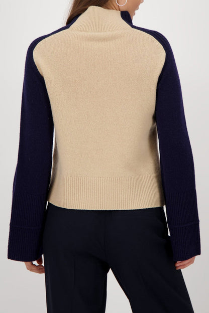 Monari 809119 Cinnamon Beige Colourblock Jumper - Dotique - Monari