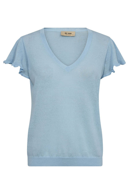 Mos Mosh 158900 MMGanna Cashmere Blue V-Neck Knit Top - Dotique