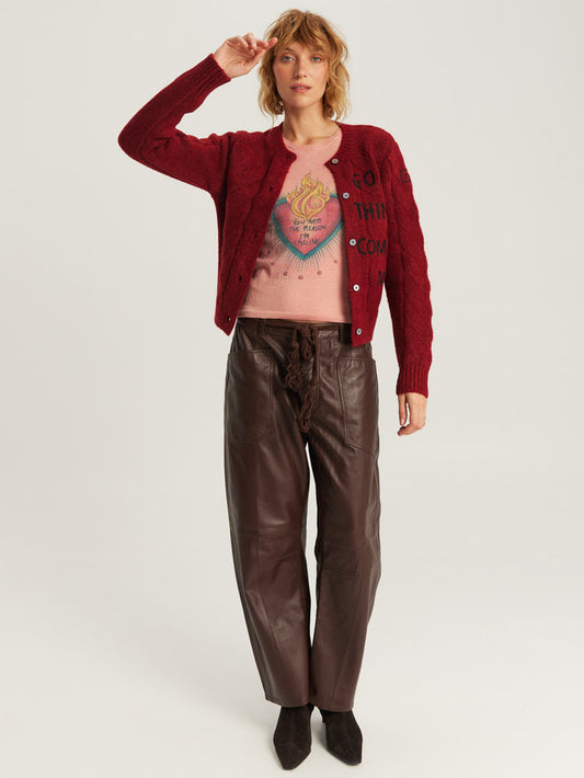 Myra Burgundy Cropped Cardigan