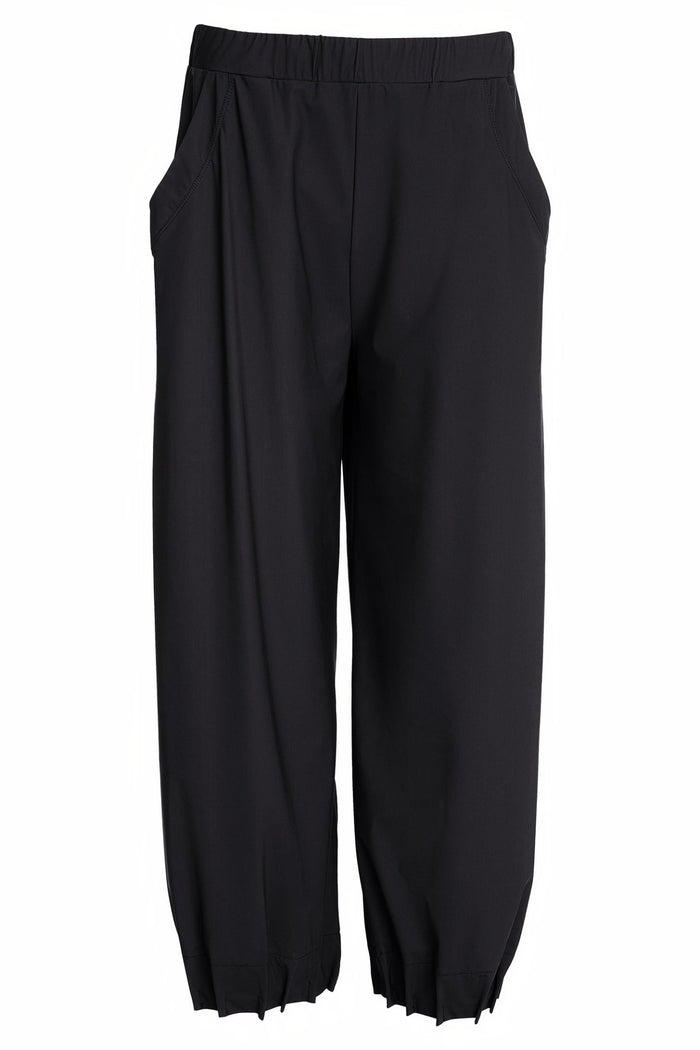 Naya NAW25153 Black Wide Leg Trouser with Tuck Hem Detail - Dotique - Naya