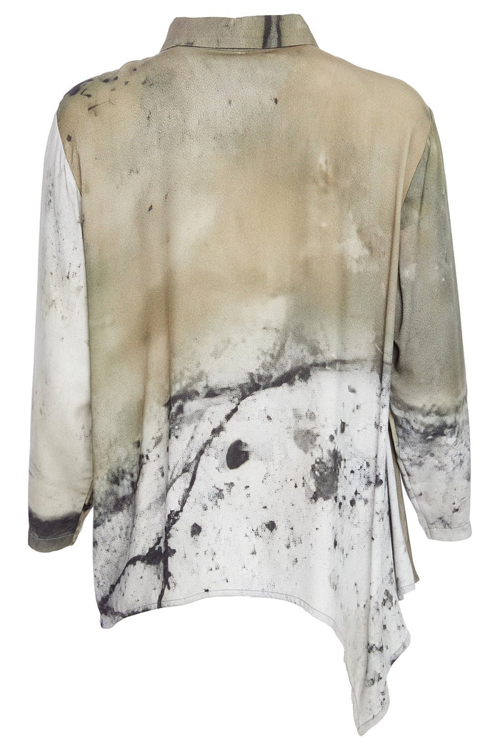 Naya NAW25165 Moss Green Abstract Two Tone Print Shirt with Pocket Detail - Dotique - Naya