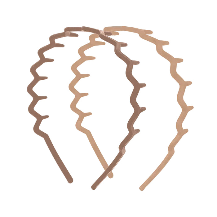 KITSCH Recycled Plastic Zig Zag Headband 2pc - Neutral