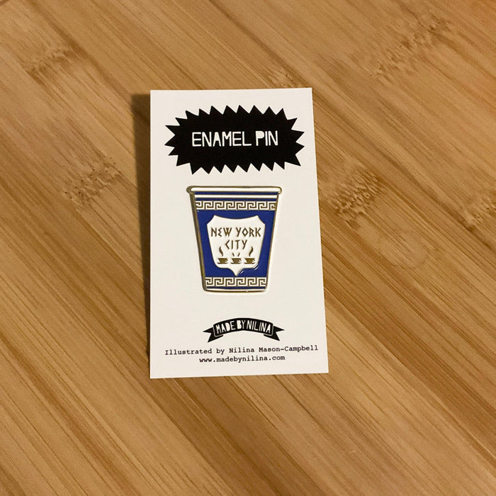 New York City Greek Coffee Cup Enamel Pin