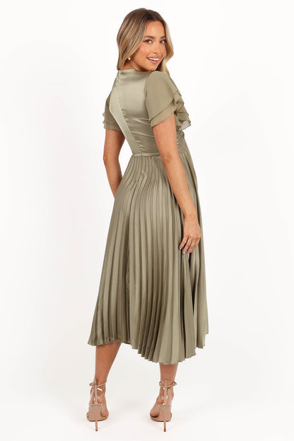 Petal and Pup USA DRESSES Nova Flutter Sleeve Midi Dress - Olive (Hold for Rack)