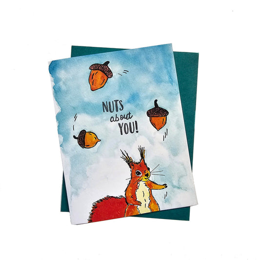 Nuts About You, Letterpress Printed Card. Eco friendly