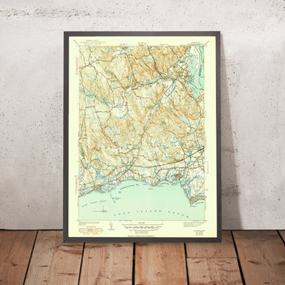 Old Map of Essex, Connecticut by USGS, 1944 – Old Saybrook, Connecticut River & Long Island Sound
