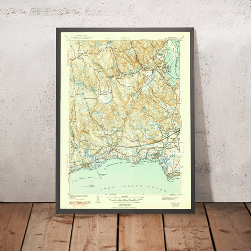 Old Map of Essex, Connecticut by USGS, 1944 – Old Saybrook, Connecticut River & Long Island Sound