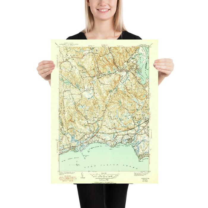 Old Map of Essex, Connecticut by USGS, 1944 – Old Saybrook, Connecticut River & Long Island Sound