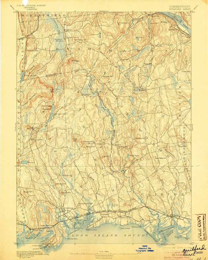 Old Map of Guilford, Connecticut by USGS, 1893 – Madison, Long Island Sound & Hammonasset Beach