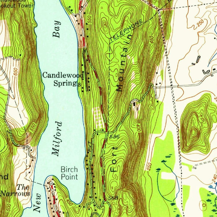 Old Map of New Milford, Connecticut by USGS, 1955 – Candlewood Lake & Housatonic River
