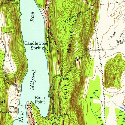 Old Map of New Milford, Connecticut by USGS, 1955 – Candlewood Lake & Housatonic River