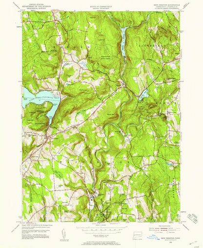 Old Map of Washington, Connecticut by USGS, 1955 – New Preston & Lake Waramaug