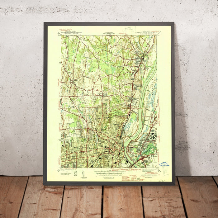 Old Map of West Hartford, Connecticut by USGS, 1945 – Hartford, Bloomfield & Connecticut River