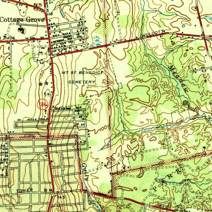Old Map of West Hartford, Connecticut by USGS, 1945 – Hartford, Bloomfield & Connecticut River