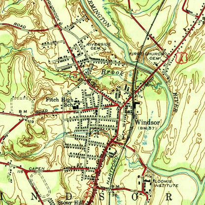 Old Map of West Hartford, Connecticut by USGS, 1945 – Hartford, Bloomfield & Connecticut River