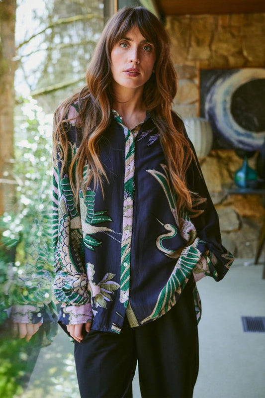 One Hundred Stars OVSCRAEML Crane Emerald Oversized Shirt - Dotique - One Hundred Stars
