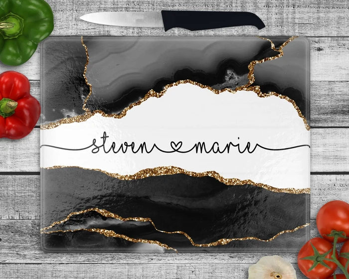 Onyx River | Personalized Glass Cutting Board