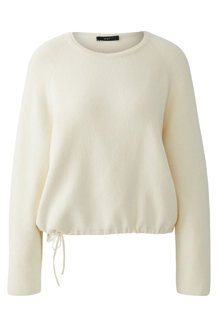 Oui 88291 Whitecap Grey 1088 Drawstring Waist Jumper - Dotique - Oui