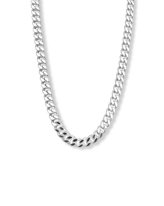 Halsband med bred pansarlänk i silver till dam.